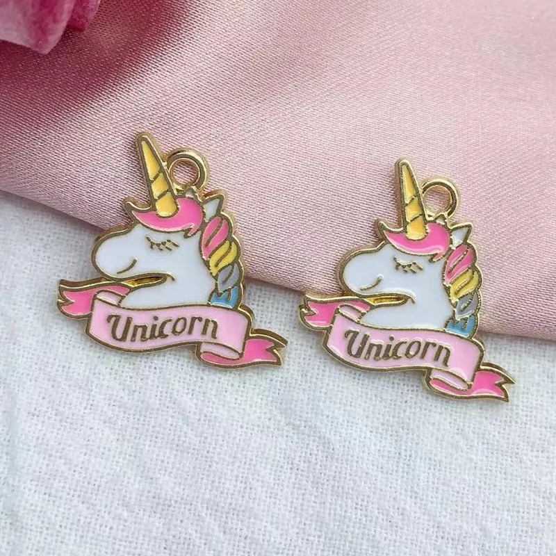 10Pcs Gold Plated Rainbow Enamel Unicorn Charm Pendant Jewelry Making Earrings Bracelet Necklace Accessories DIY Craft Charms - view 4