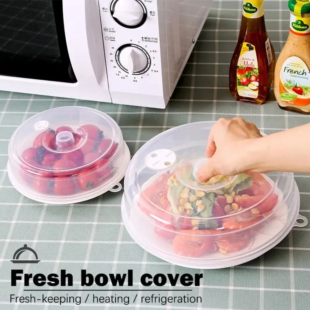 Microwave Splatter Cover for FoodSteam Vents Microwave Plate Cover with Easy-Grip Handle Fruit Drainer Basket Safe Fresh cover