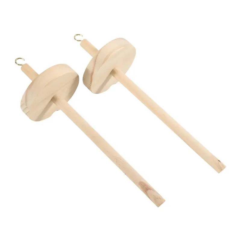 ABJI-2Pc DIY Drop Spindle Top Whorl Yarn Spinner Hand Wooden Spinning Wheel For Yarn Making Yarn Spindle For Beginners Sewing