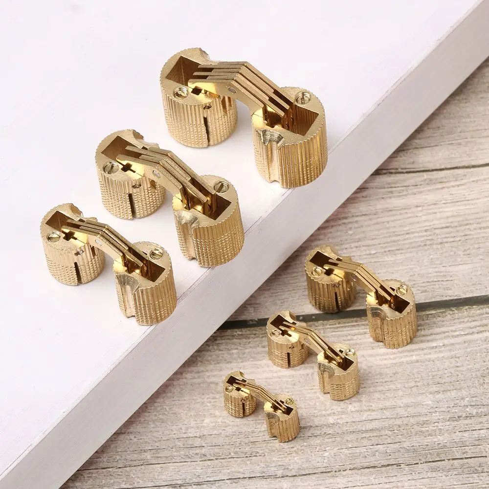 1pc Brass Hinges Furniture Hinges 8-18mm Cylindrical  Cabinet Invisible Door Hinges for Hardware Gift Box New