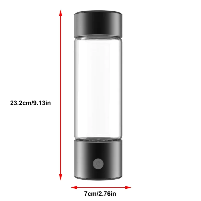 Portable Hydrogen Water Bottle 460ML SPE PEM Technology For Boosting Metabolism And Immunity USB Rechargeable Black