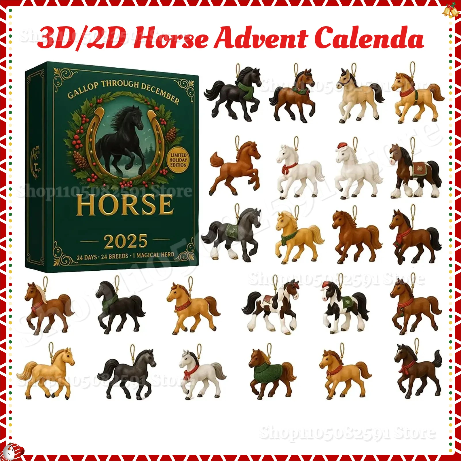 

3D/2D Horse Advent Calendar 2025 Christmas Countdown Calendars With 24 Unique Horses Figurines For Home Decor