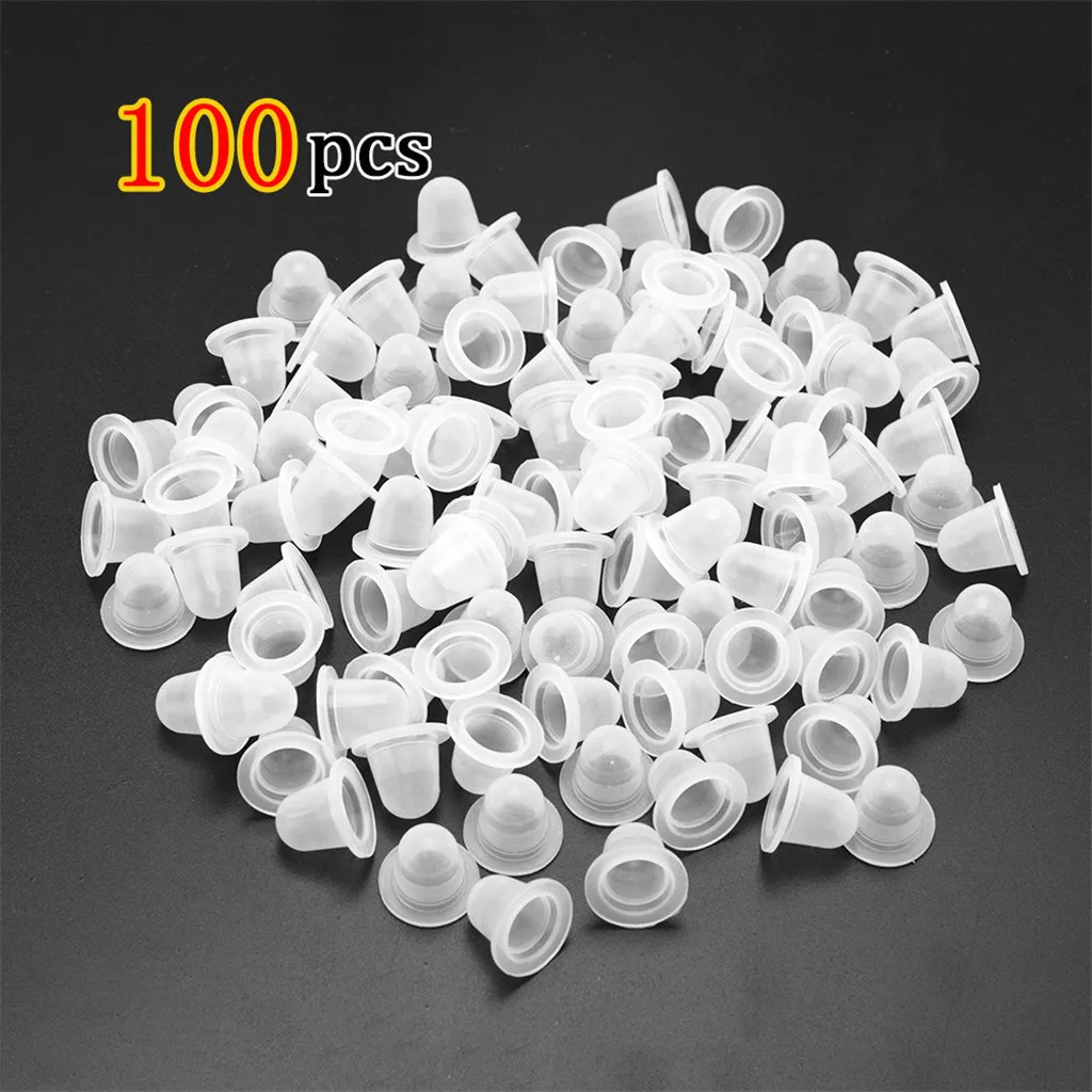 100 Pieces Microblading Pigment Cup Caps Silicone Ink Holder Supply