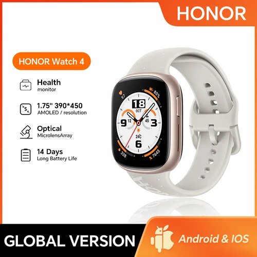 Honor Watch 4 스마트워치, 1.43 인치 AMOLED, 심박수, 수면, 스트레스 모니터 포함 