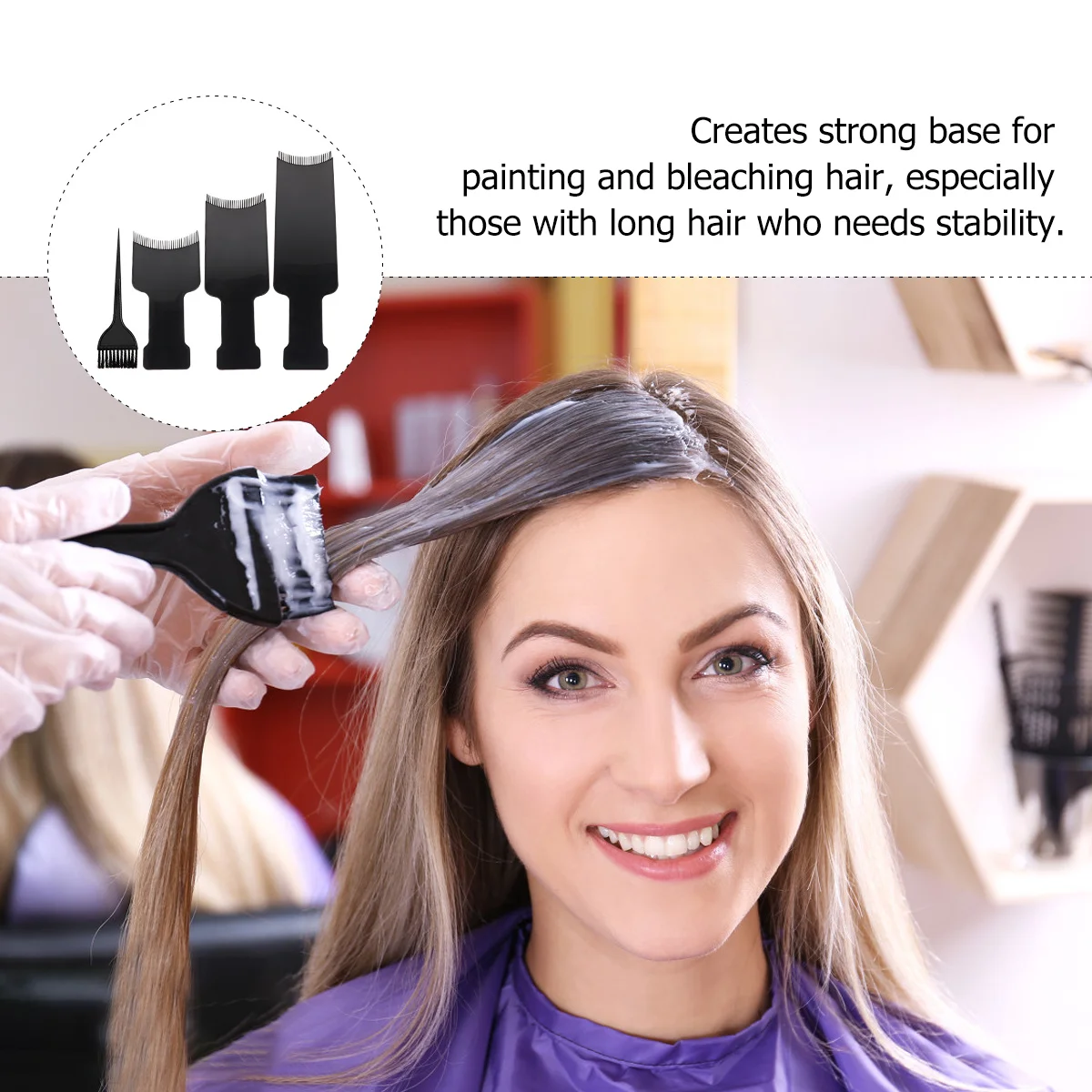 

4Pcs Hair Coloring Tool Kit Professional Dye Brush and Highlighting Board for Clean Salon-Grade Application At Home Long Hair