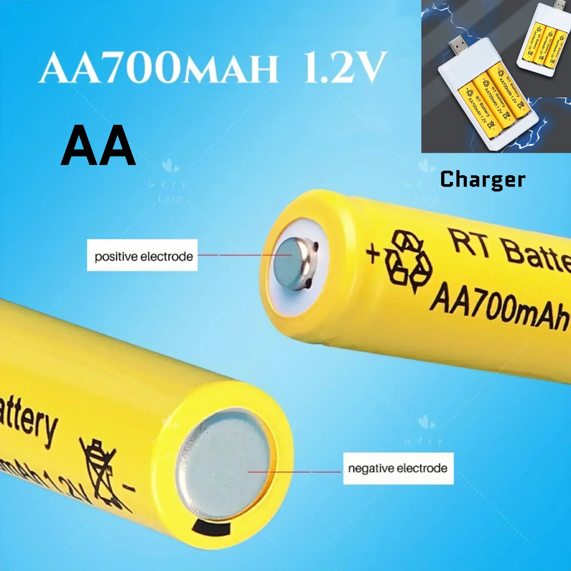 AA 1.2V 700mAh Ni-MH Rechargeable Batteries - High Capacity Long Lasting for Home Office Devices Toys Remote