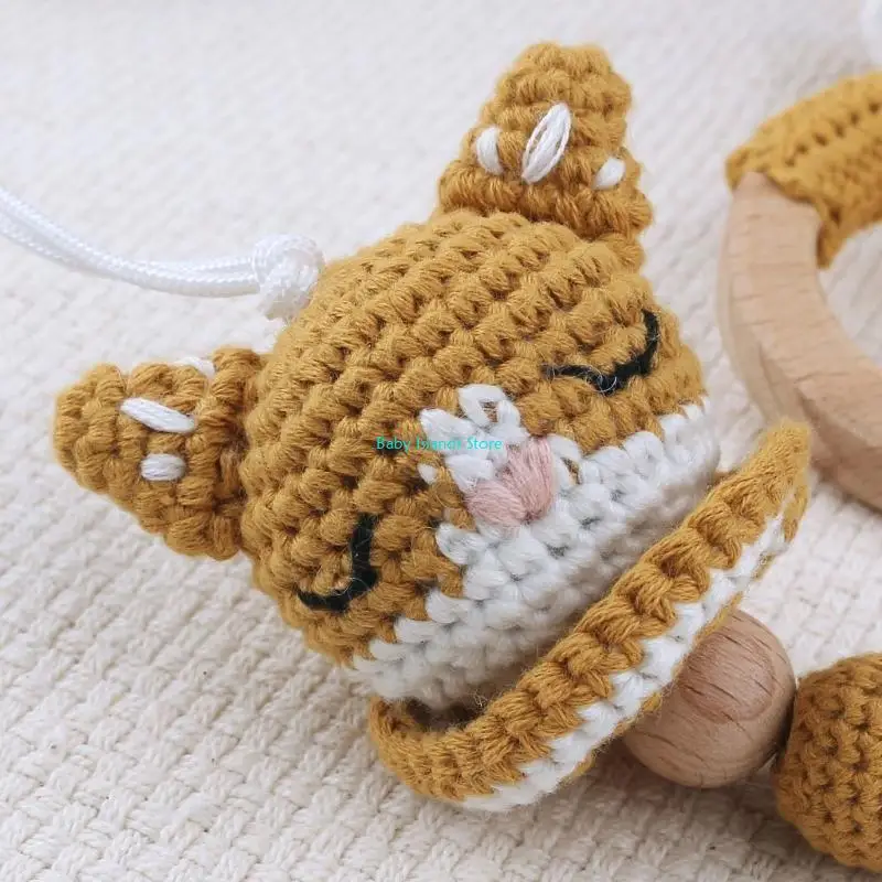 

K92D 2pcs Crochet Baby Teether Newborn Dummy Holder Pacifier Clips Teething Infants