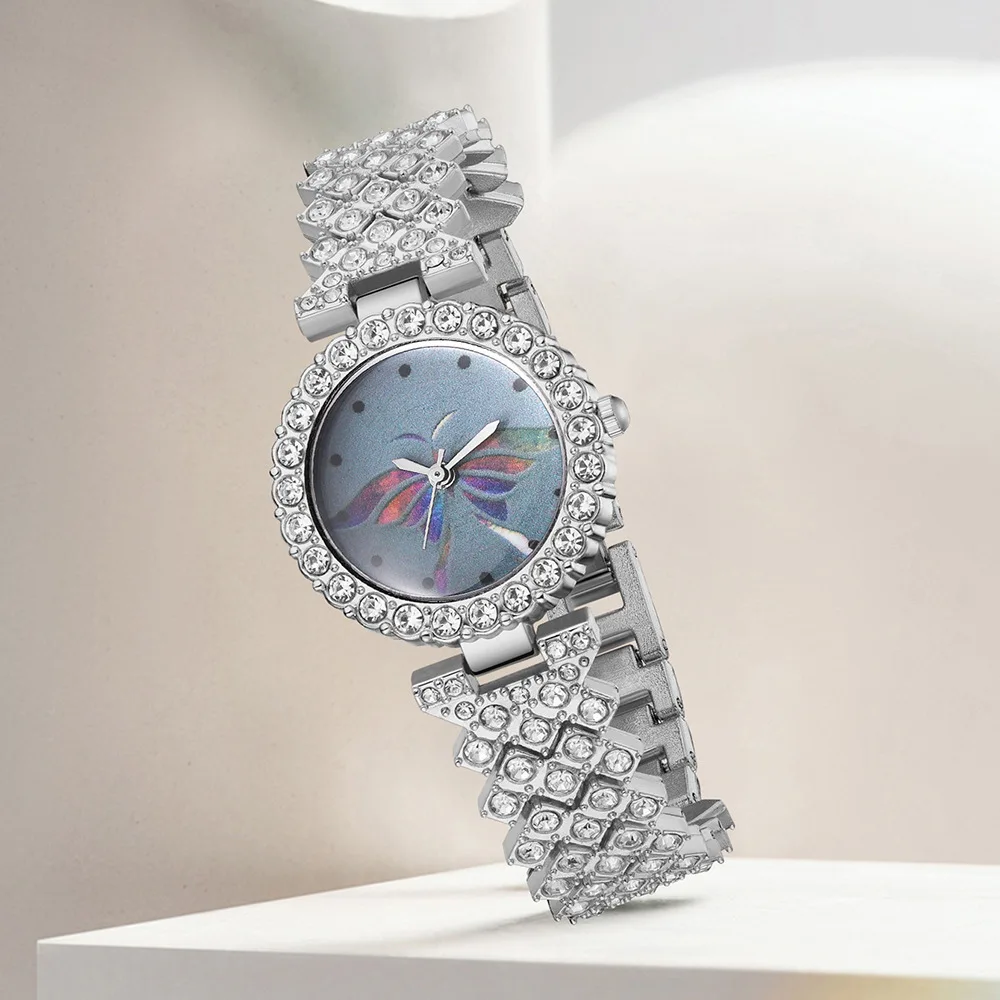 

Роскошные модные женские часы Серебряный ремешок Женские кварцевые наручные часы Браслет из сплава Женские ювелирные изделия Часы Женские Наручные