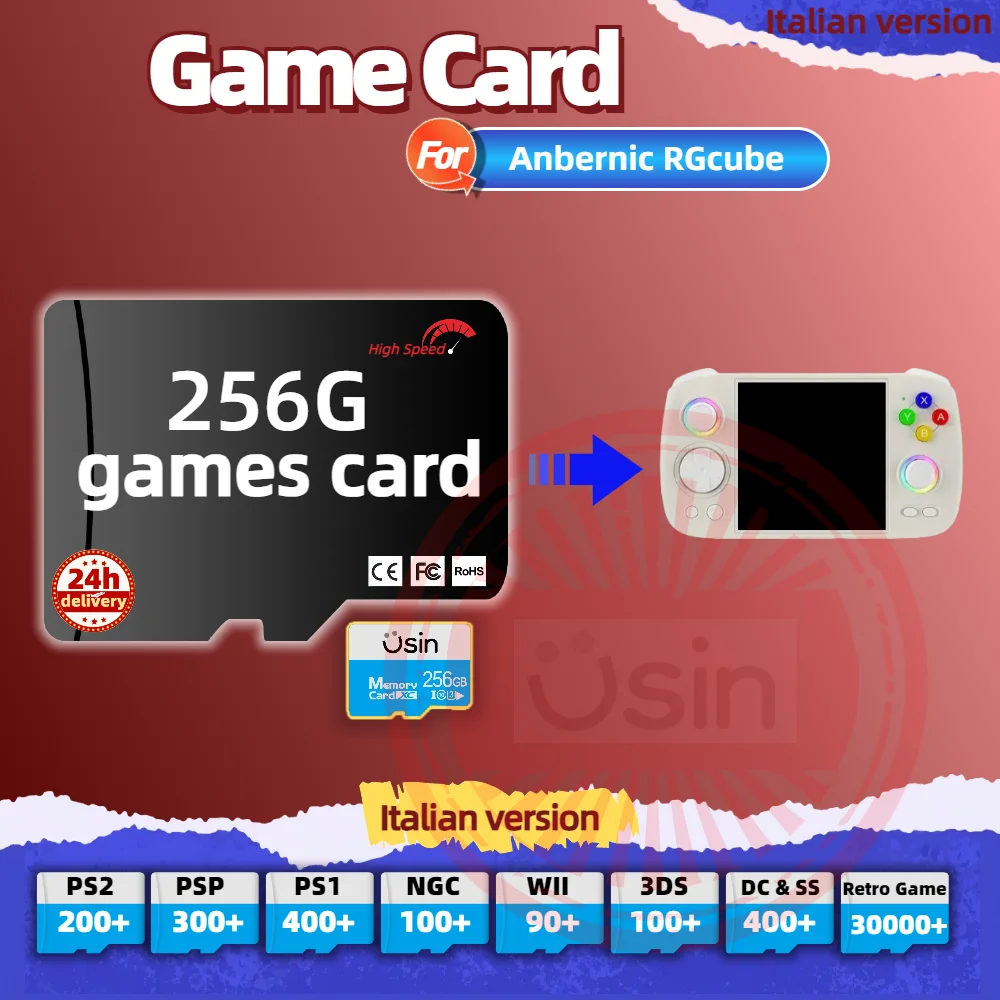 Memory Game Card For Anbernic RGcube RG406V Italian version Retro PS2 PSP Games Android Gaming portable Console SD TF 256G