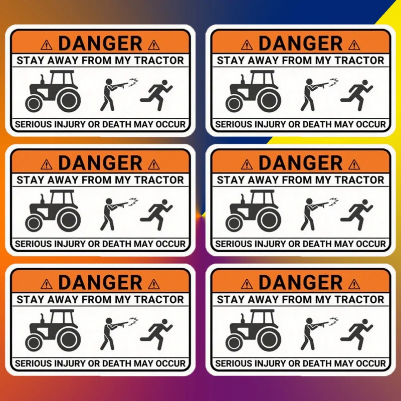 6Fun Farm Safety Warning Sticker - Tractor and Farmer Design