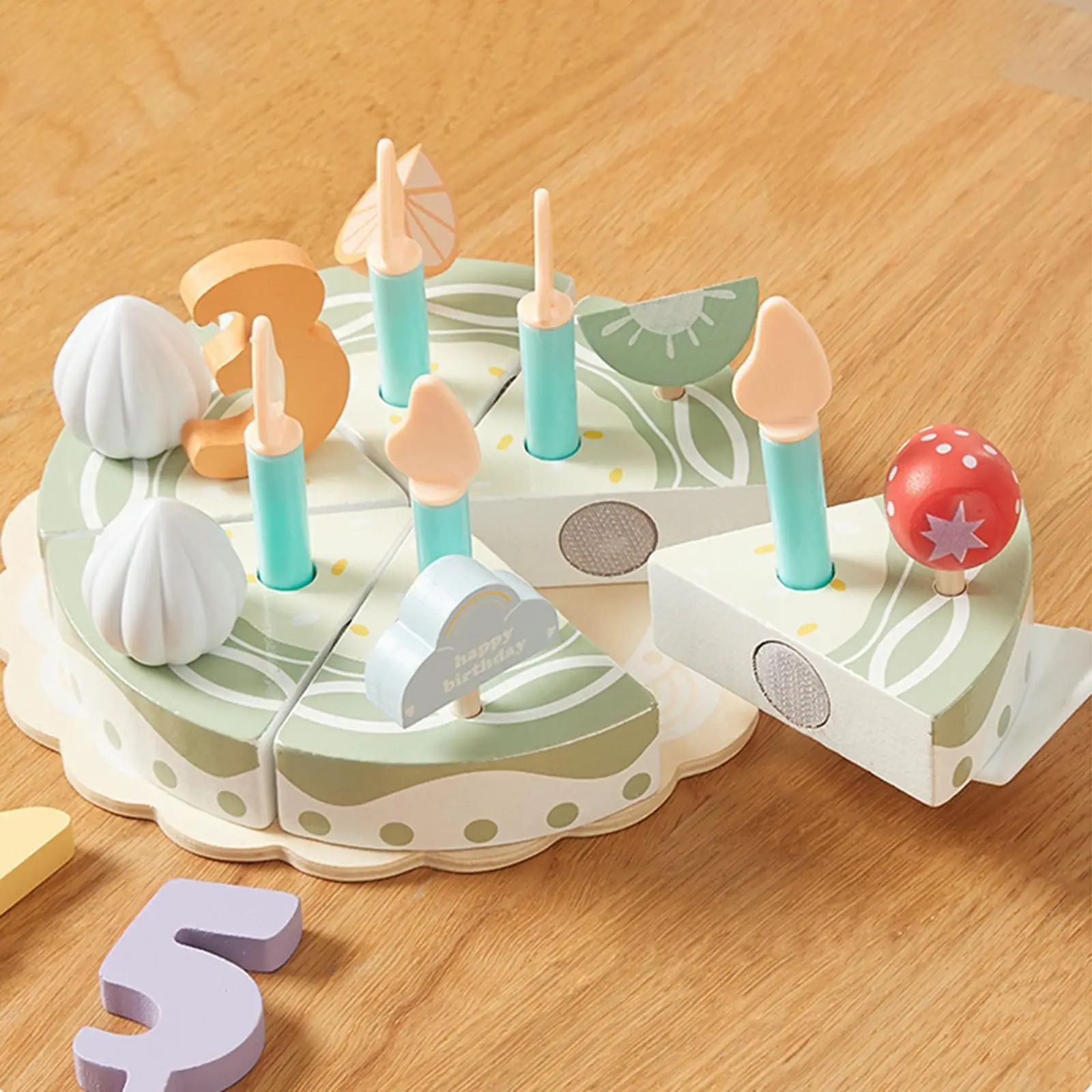 Geburtstagstorte aus Holz, Essen-Set, Spielzeug, pädagogisches Spielküchenzubehör, Rollenspiel für kleine Mädchen ab 3 Jahren