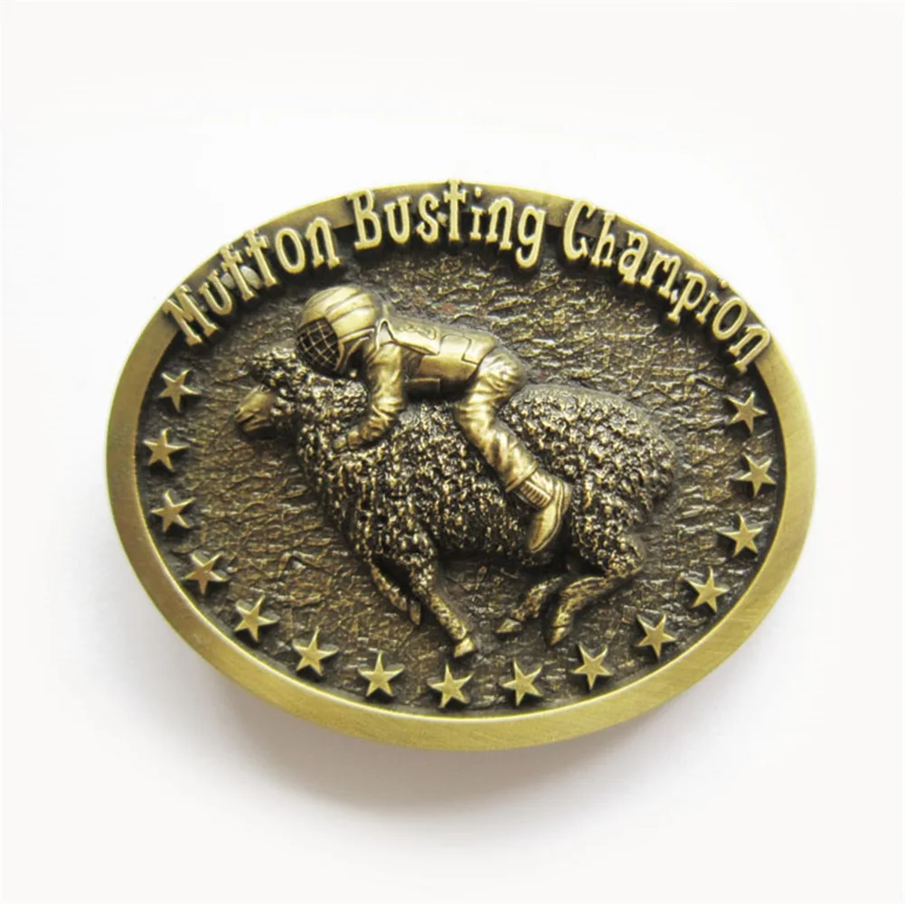 New Antique Bronze Mutton Busting Champion Western Belt Buckle also Stock in US Gurtelschnalle Boucle de Ceinture BUCKLE-WT106AB