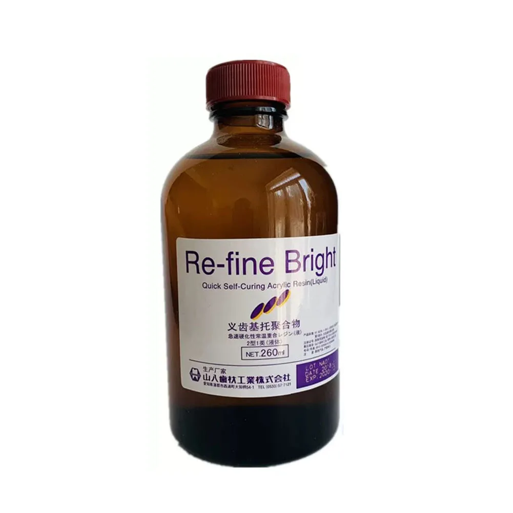 Yamahachi Refine Bright Quick Self Curing Acrylic Resin Denture Base Polymer Powder Liquid Kit Dental Relining Temporary Repair