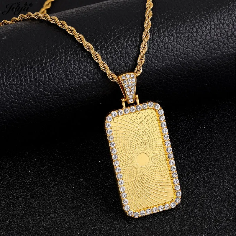 60cm Stainless Steel Chain + Blank Pendant Base 18x25mm 18x37mm Rectangle Bezel Tray For DIY Necklace Jewelry Making Accessories