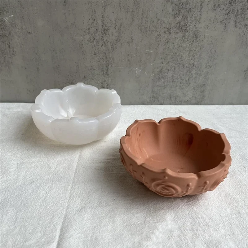 AA63 HEIßER 2PCS Blume Tablett Harz Form, Lotus Schüssel Silikon Form Für Epoxidharz Gießen, harz Beton Form Für DIY Schmuck Holde