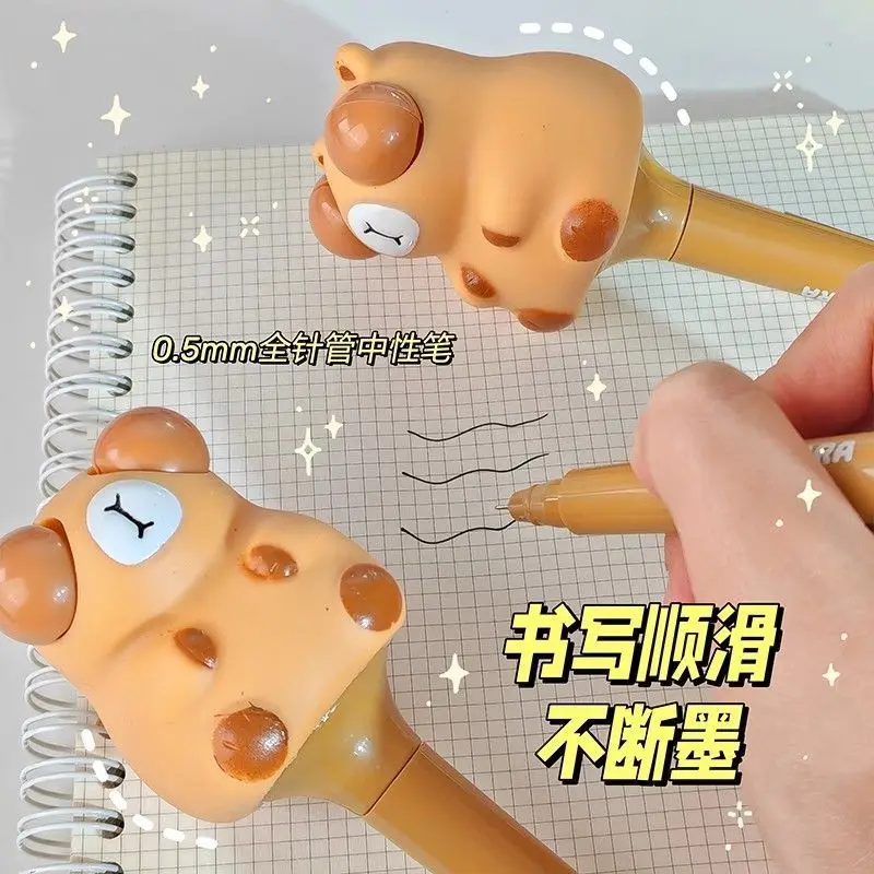 1 Buah Pena Gel Tinta Hitam Sensorik Remas Mata Pop Capybara Mainan Muncul Mata Rumput Mainan Fidget Sensorik Mainan Memantul Bola Mata