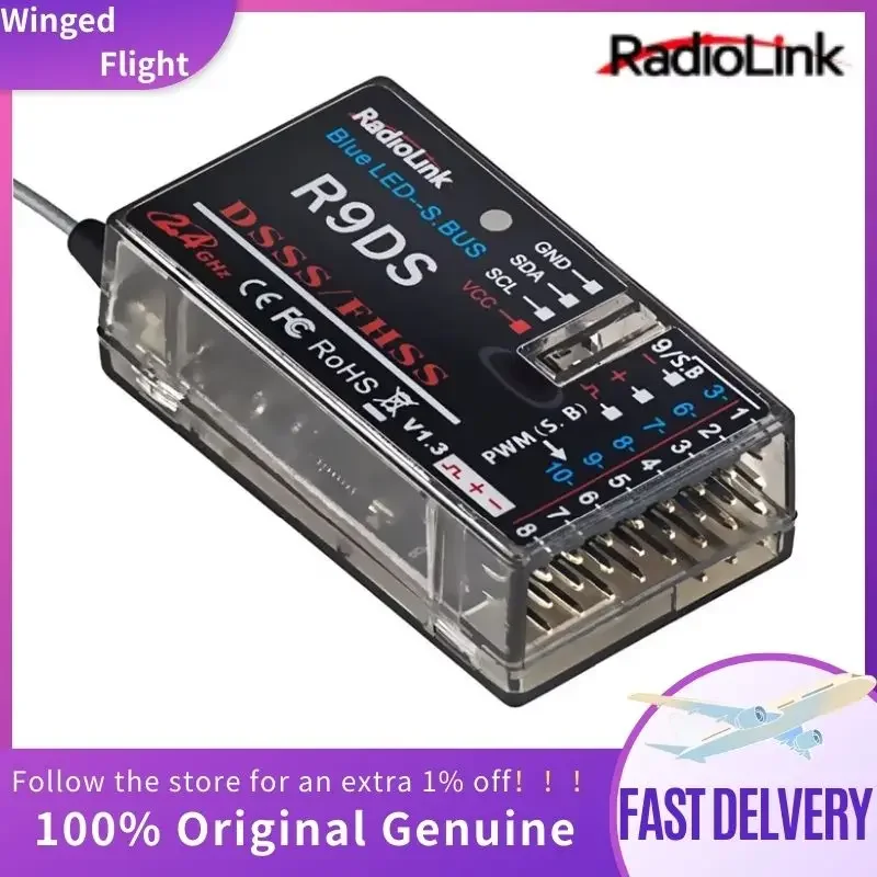 RadioLink R9DS 2.4G 9CH DSSS & FHSS Receiver for RadioLink AT9 AT10 Transmitter RC Multirotor Support For S-BUS