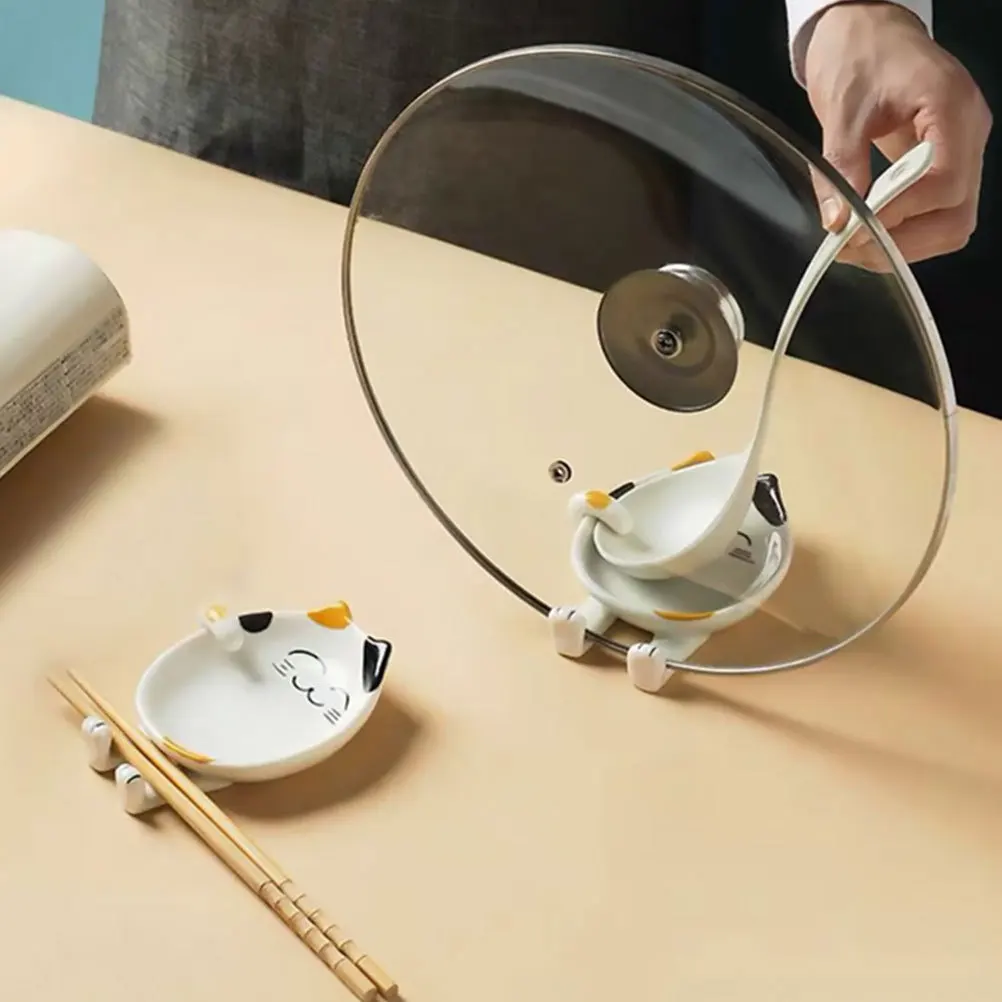 

1Set Exquisite Cat Shape Ceramic Spoon Rests for Stove Top Table Cutlery Practical Kitchen Supplies Spoon Rest