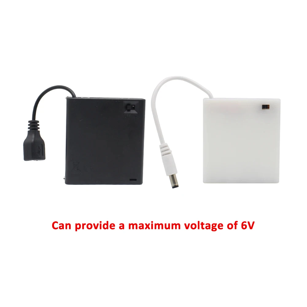 4AA USB DC Battery Box Portable Power Supply Storage Case Holder LR6 Container with Wire Lead Cables for 5V LED Strip Lights