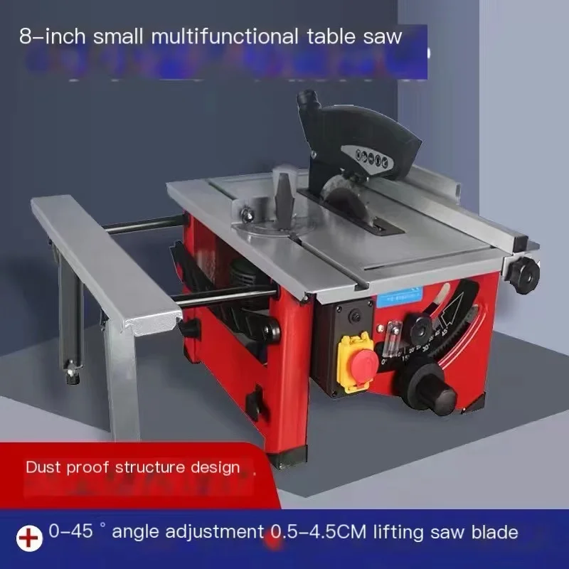 8 Inch Sliding Table Saw 220V Electric Woodworking Dustproof Cutting Machine Multi-Function Angle Adjustable 210MM Wooden Saw