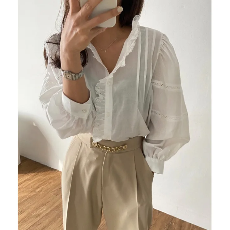 

Sweet Versatile Shirt Top for Younger Looking Sweet Style Korean Fashion Women's Inner Wear Spring Autumn Winter Regular Fit
