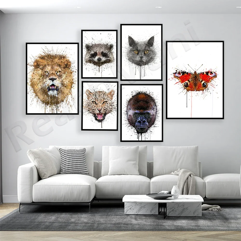 Raccoon, Lion, French Bulldog, British Shorthair, Cheetah, Tiger, Polar Bear, Butterfly Animal Print 