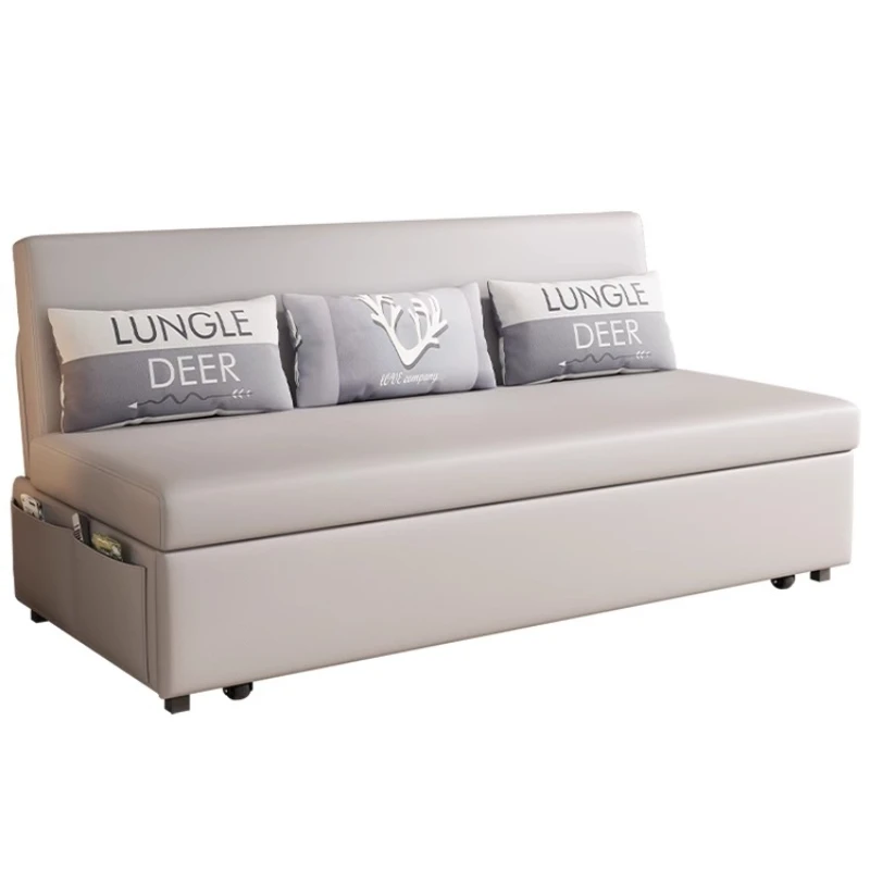 

Cat scratching leather sofa bed dual-purpose double folding 1.5 meters telescopic living room multi-functional small combed