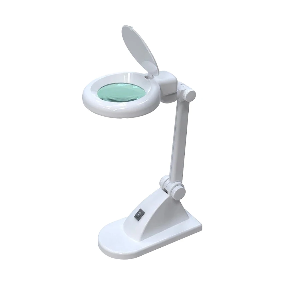 Desktop Stand LED Magnifier Lamp 10X Magnifying Working Light For Watch Repair Soldering & Model Building