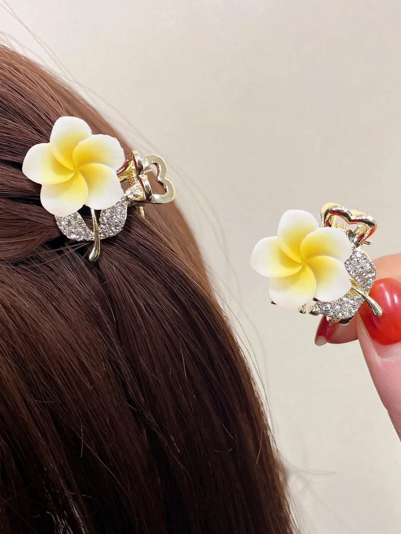 

2 шт. модные милые водные бриллиантовые яйца с цветком для волос для женщин и девочек, вечерние аксессуары для волос