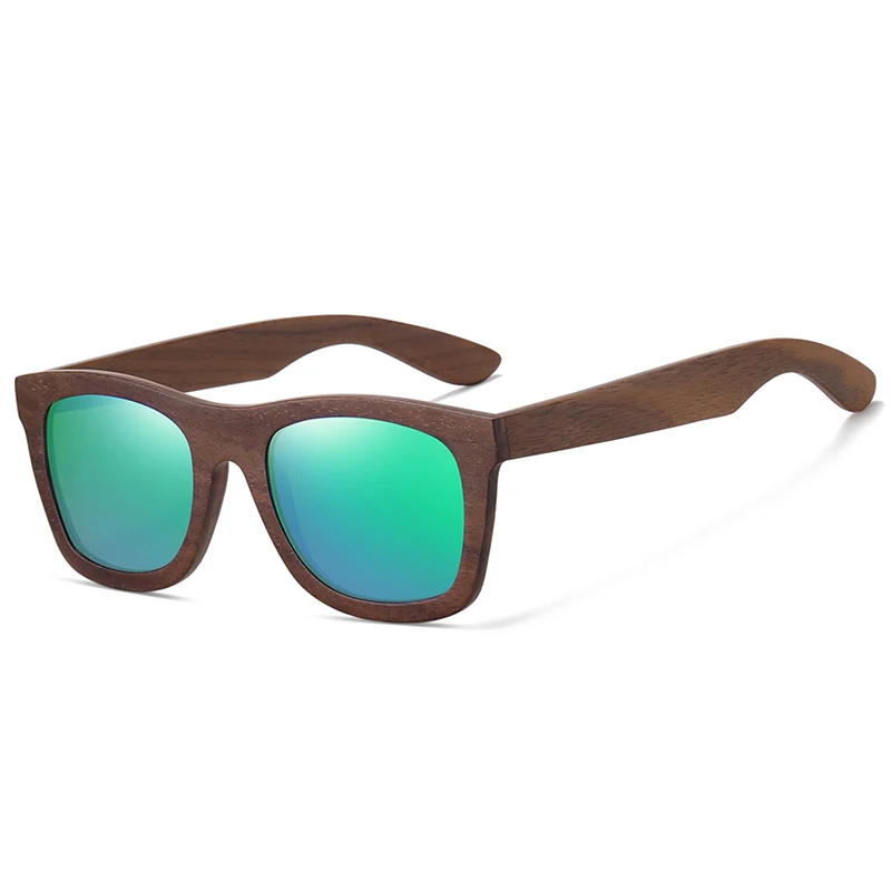 XSW Brand Fashion 100% Handmade Natural Walnut Wooden Men Sunglasses Polarized Sun Glasses Women UV400 Mirror Eyewear S856CB