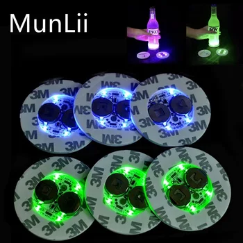 מדבקות בקבוקים מוארות MunLii LED Coaster Luminous Bottle Stickers Lights 60mm Lamps עבור Xmas Bar KTV Wedding Party Cocktail Drink Cups Vase Decor Lamp