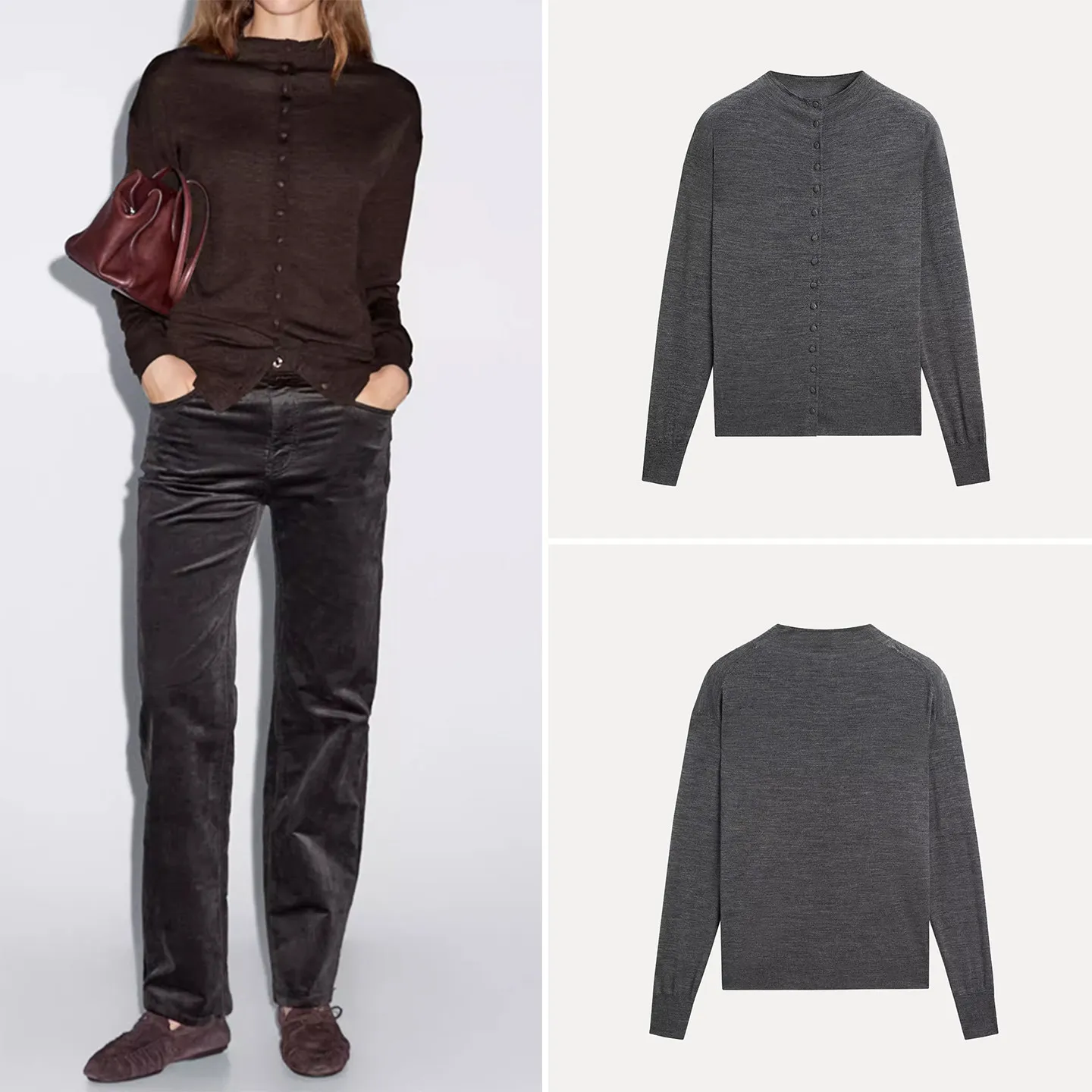 

Модный вязаный кардиган с высоким воротником и открытым передом для женщин, зима 2025, новинка, бренд Z