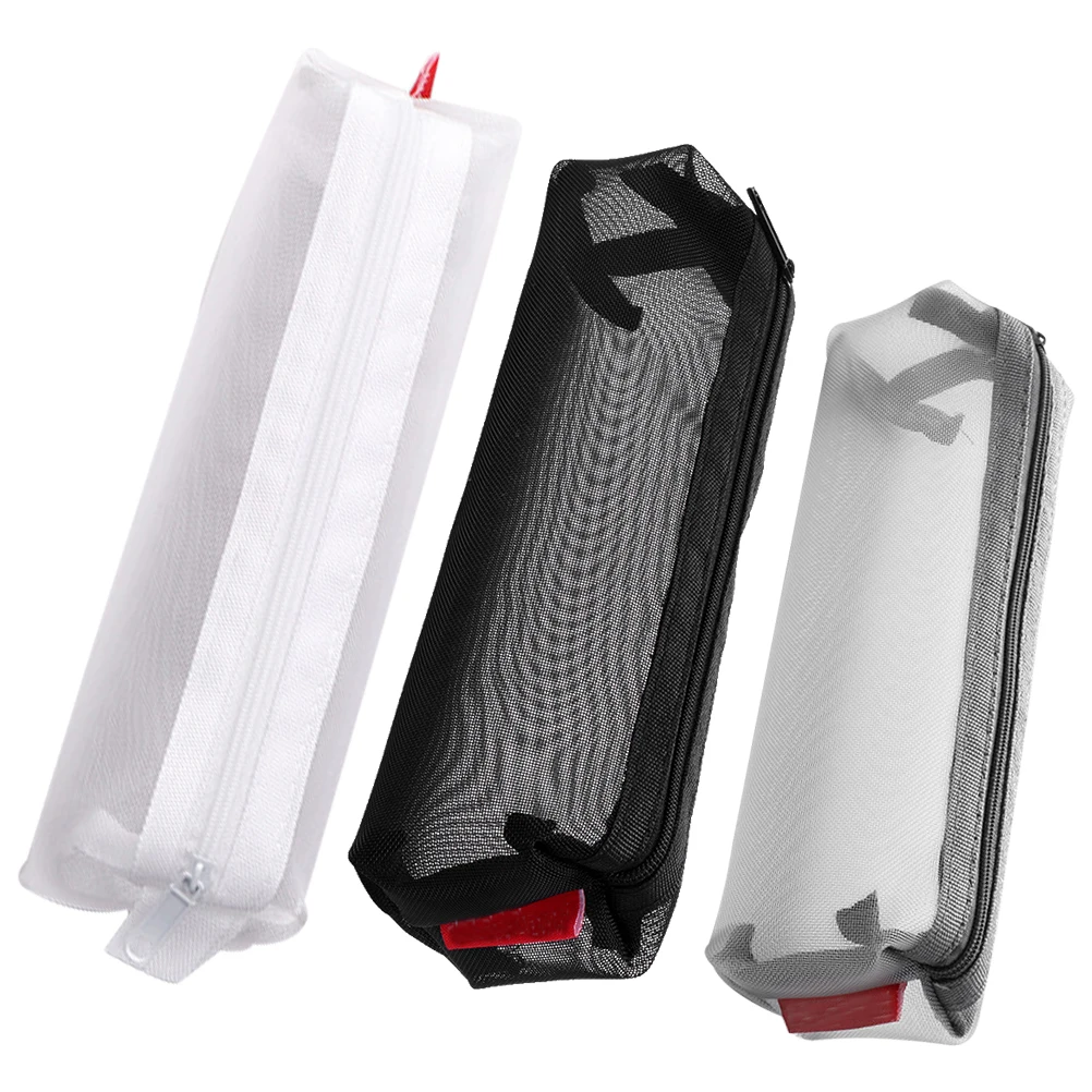 

3Pcs Stationery Bags Pencil Organizer Lightweight Zipper Storage Pouch Large Capacity Pen Holder Students Transparent Container