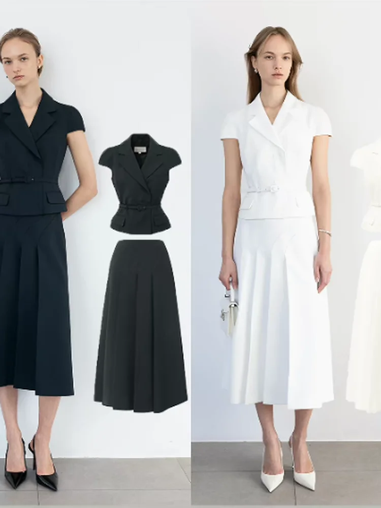 

Elegant Short Sleeve Suit Top And Half Skirt Two Piece Set Korean Style Light Maturity Summer New Arrival Women's Fashion Ens...