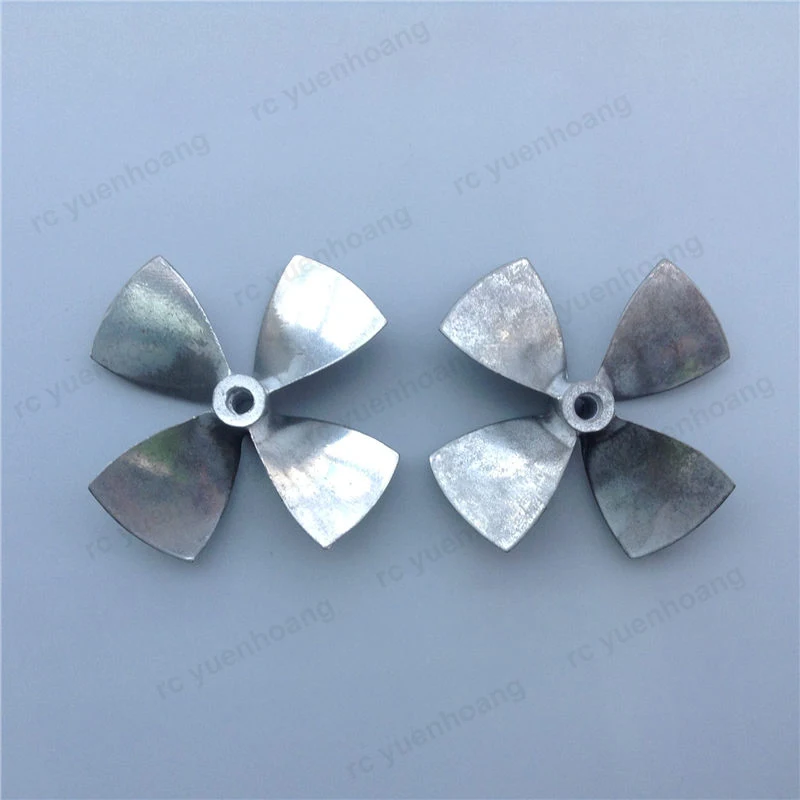 1Pair RC Bait Fishing Boat 4-Blade Paddle Shaft Hole 4mm Outer Dia 44mm 55mm 60mm Metal Propeller Large Thrust Props Replace