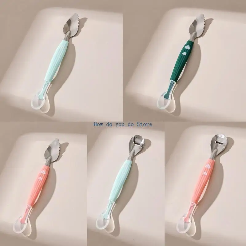 

19QF Double Heads Baby Spoon BPA Silicone Spoon Heat Resistant Puree Fruit Spoon