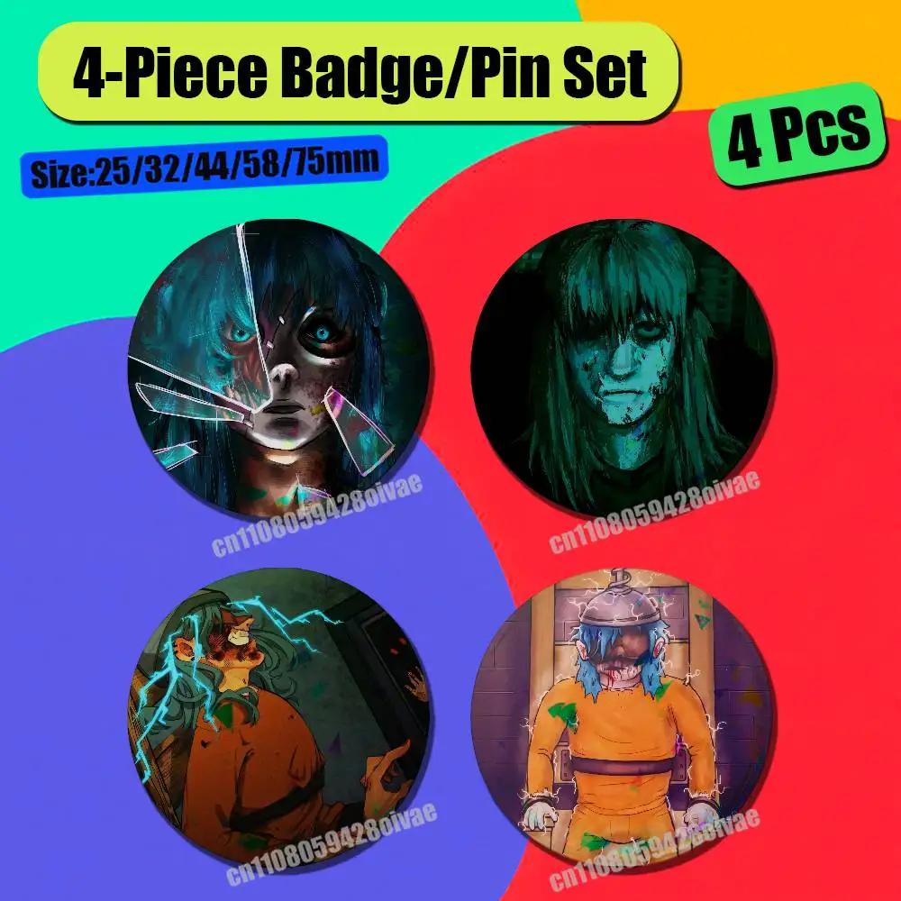 For S-Sally F-Face Sal Fisher Badge Pin Insignia 4 Pcs Set Round Button Emblem Laser Film Clothes 32mm Custom