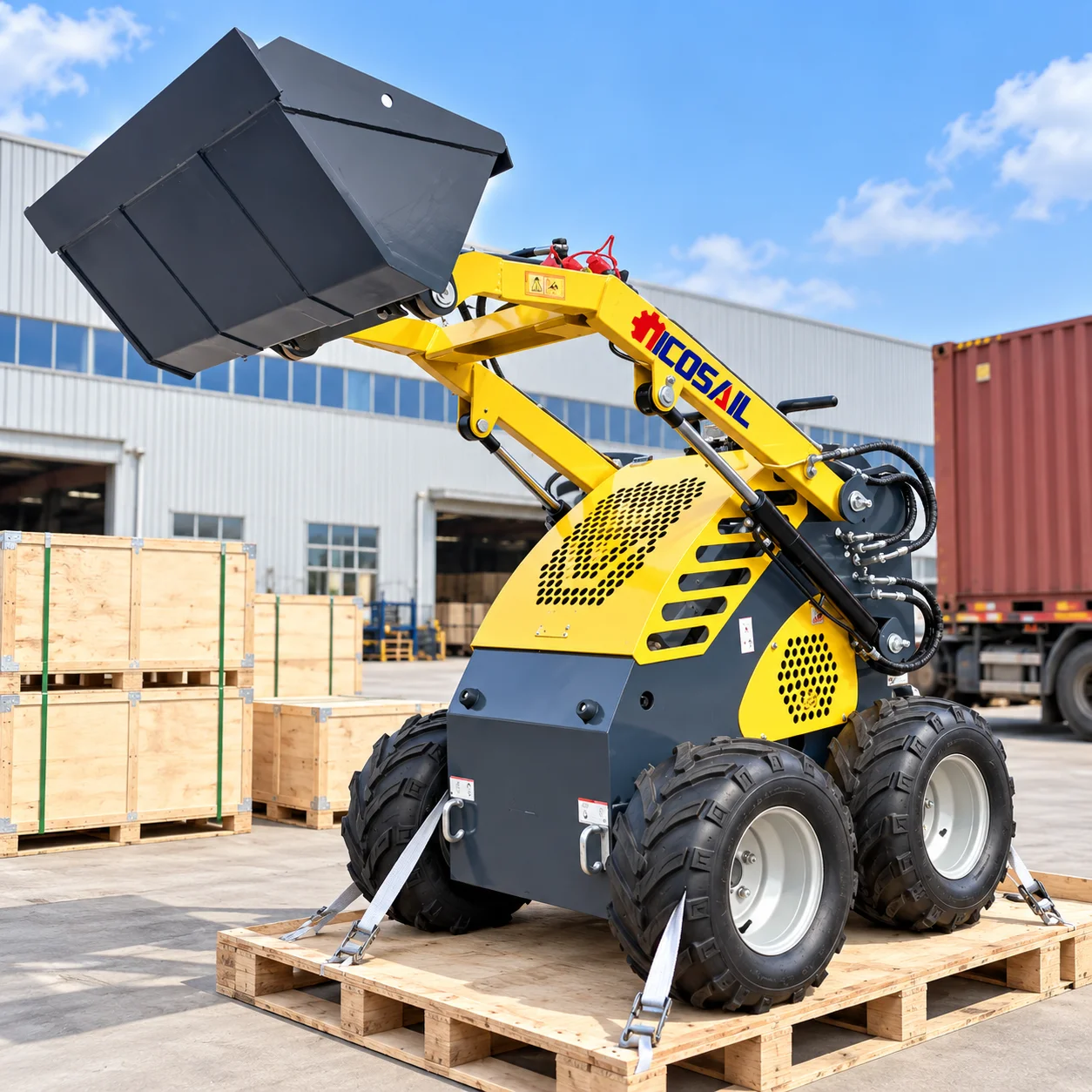 380E Compact Wheel Loader 420cc Engine 0.06m3 Bucket Mini Skid Steer for Garden Farm and Site Cleanup