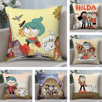 Cartoon H-Hilda Pillow Case Short Plush Pillow Covers Sofa Decorative Gift Home Double-sided Printing Cushion Cover