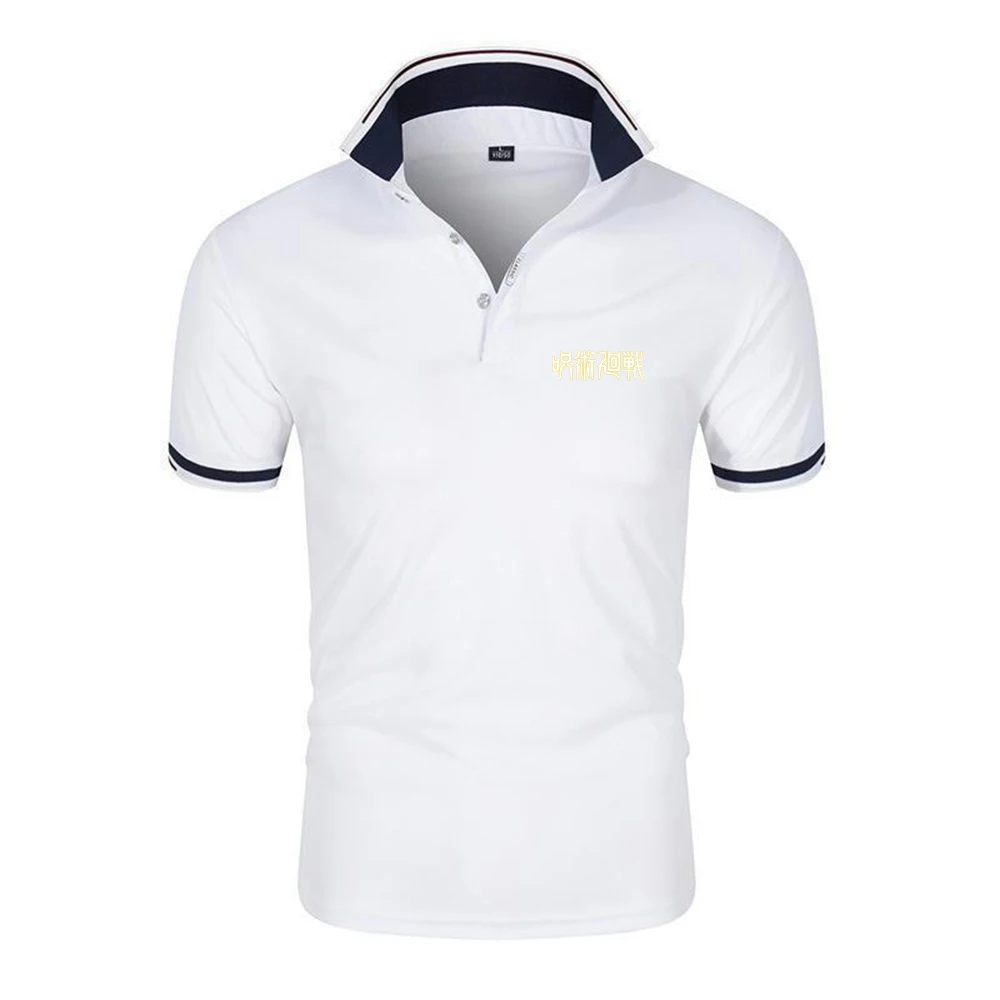 Jujutsu Kaisen Cotton Men's Solid Color Polo Shirts Gojo Satoru Summer High Quality Brand Design Lightweight Short Sleeve