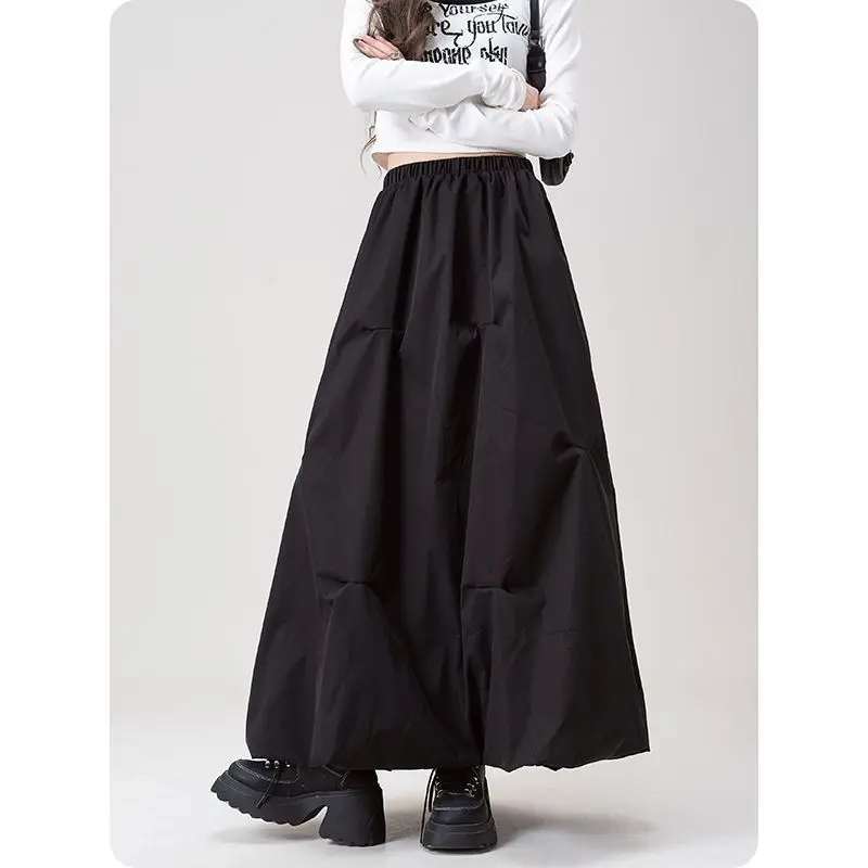 Womne Long Skirts 2026 New Spring Women's Coffee Color Pleated Bud Skirt High Waist Y2K Style Slim Long Casual A Line Skirt