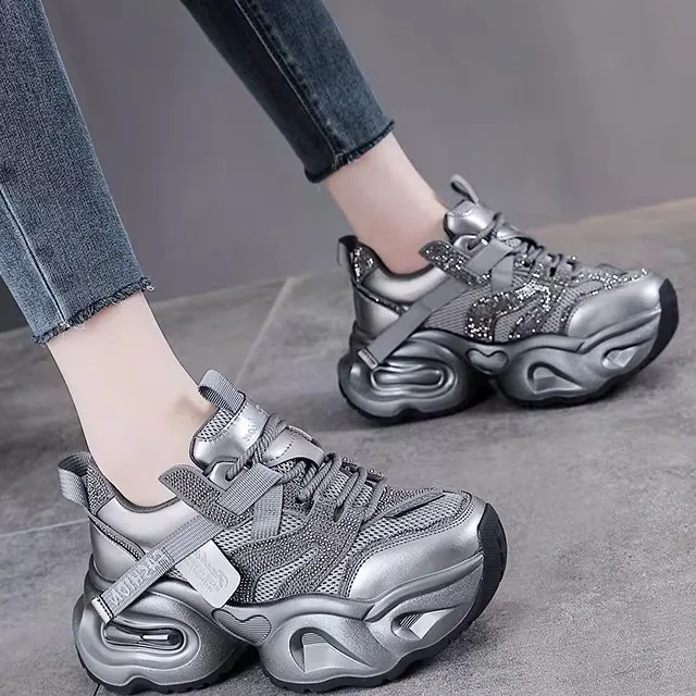 

Women's Retro Leather Dad Shoes Air Cushion Sport Shoes Low Top round Toe Spring Summer Fashion Casual Shoes Rubber Sole