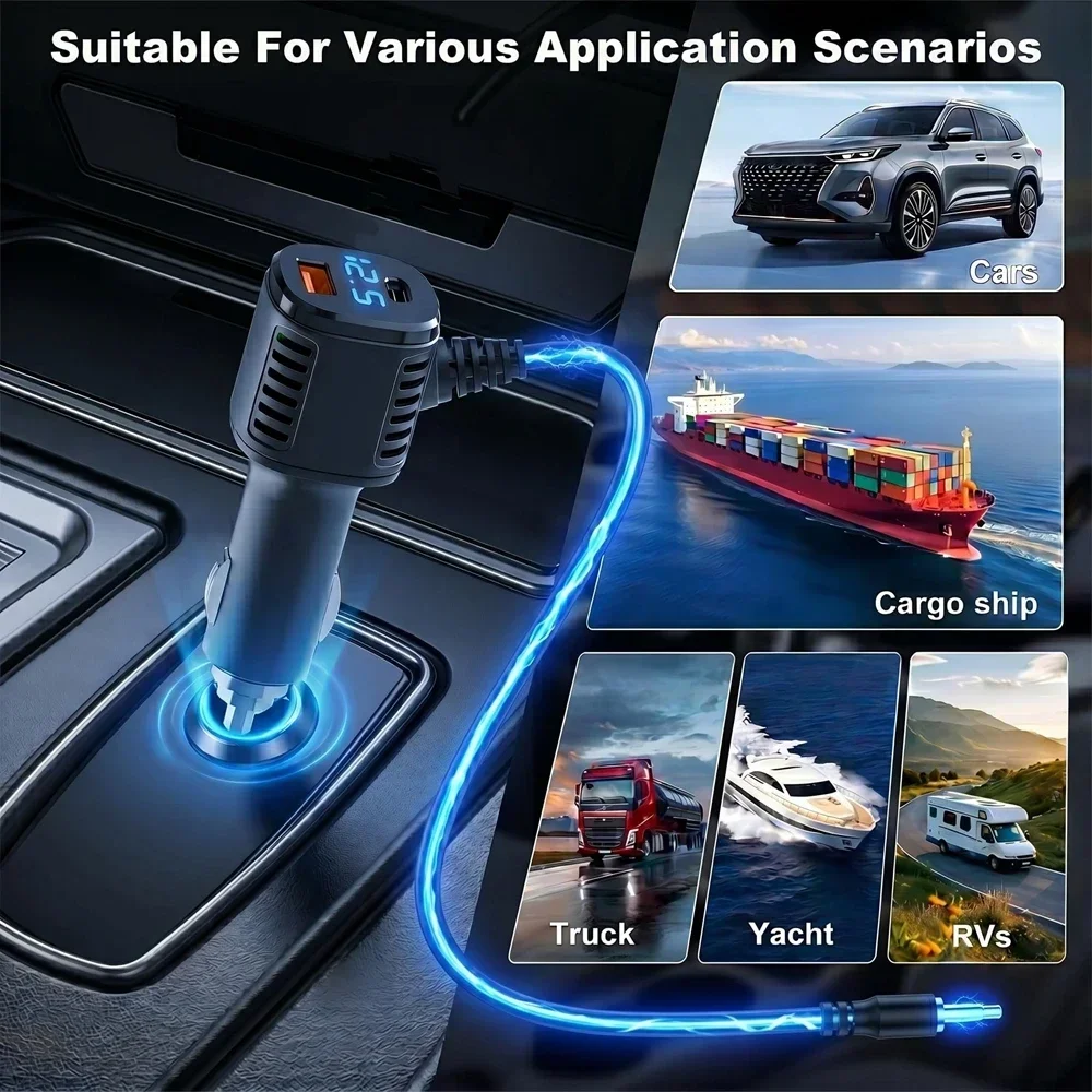 For Starlink Mini 3in1 12V-24V Car Charger Car Cigarette Lighter Adapter Voltage Converter DC Power Cable for RVS Campers Boats view 4