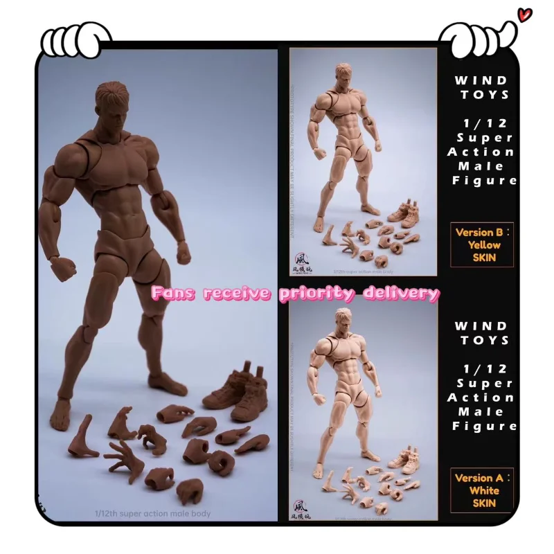 

In Stock Wind Toys 1/12 Male Muscle Super Flexible Joint Body 16cm Man Action Figure Doll Model with Head Sculpt Collect Gifts