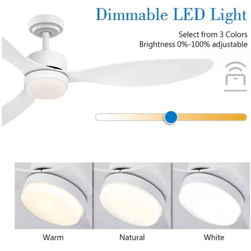 현대식 LED 천장 선풍기 램프 DC 모터 6단 속도 날개 전기 선풍기 리모컨 3날개 주방 침실 식당용