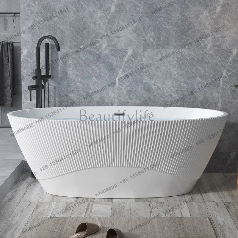 Acrylic integrated corrugated independent household thermal insulation basin bathtub
