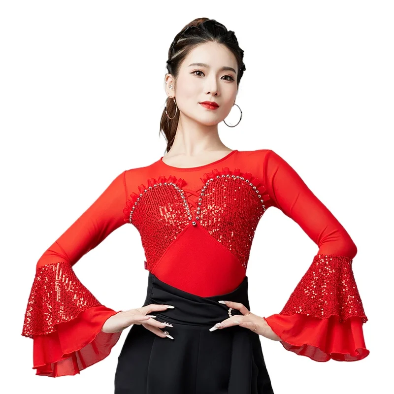 

2025 Modern Dance Top Women's New Latin Dance Ballroom Dance Ballroom Dance Waltz Cha Cha Dance Leotard 6073