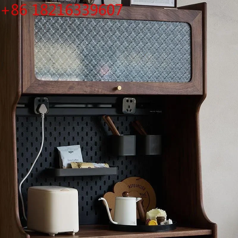 YAOJapanese Style Narrow Dining Side Cabinet Solid Wood Cave Slab Rock Slab Integrated High Cabinet Modern Simple Tea Cabinet