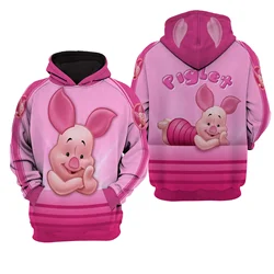 2024 Disney Winnie the Pooh Piglet 3D Print Hoodie Mens Womens Casual Sweatshirt Cartoon Zipper Hoodie Fashion Street Hoodie