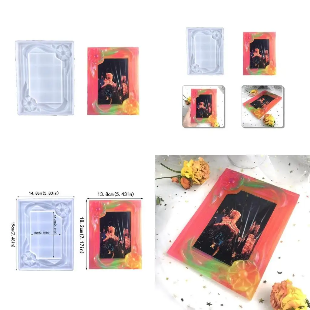 

J78F Semi-stereoscopic Flower Photo Frame Silicone Mold for DIY Craft Jewelry Tool